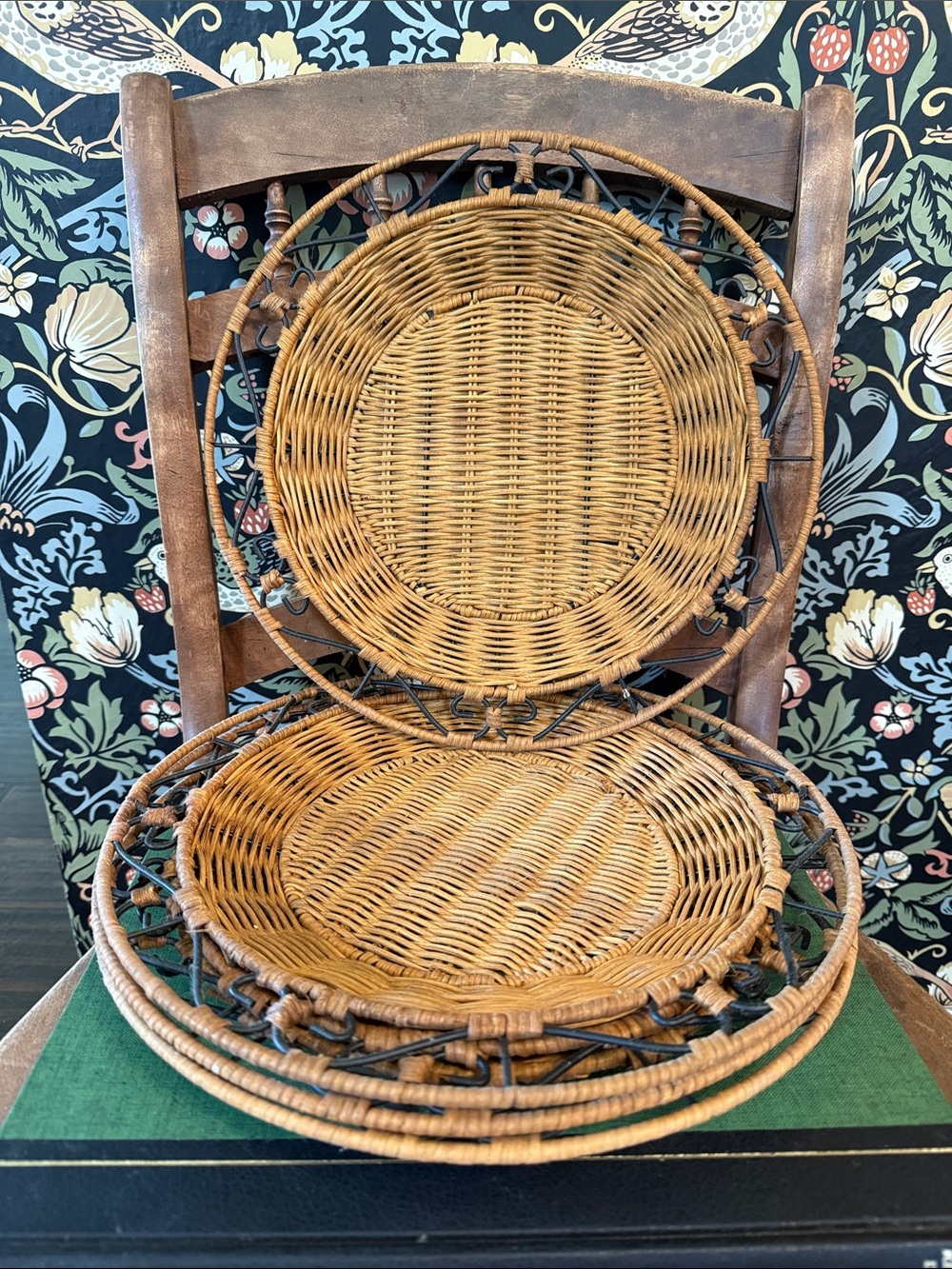 Casual Home Princess House Woven Rattan & Metal Chargers Paper Plate Holders